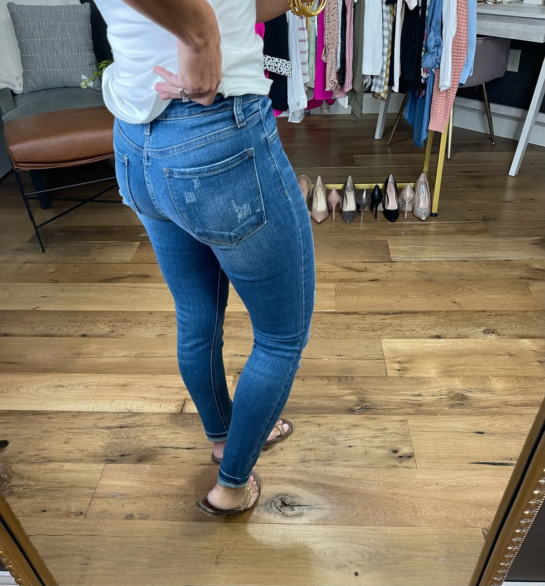 The Jonnie High-Rise Distressed Skinny Crop Denim