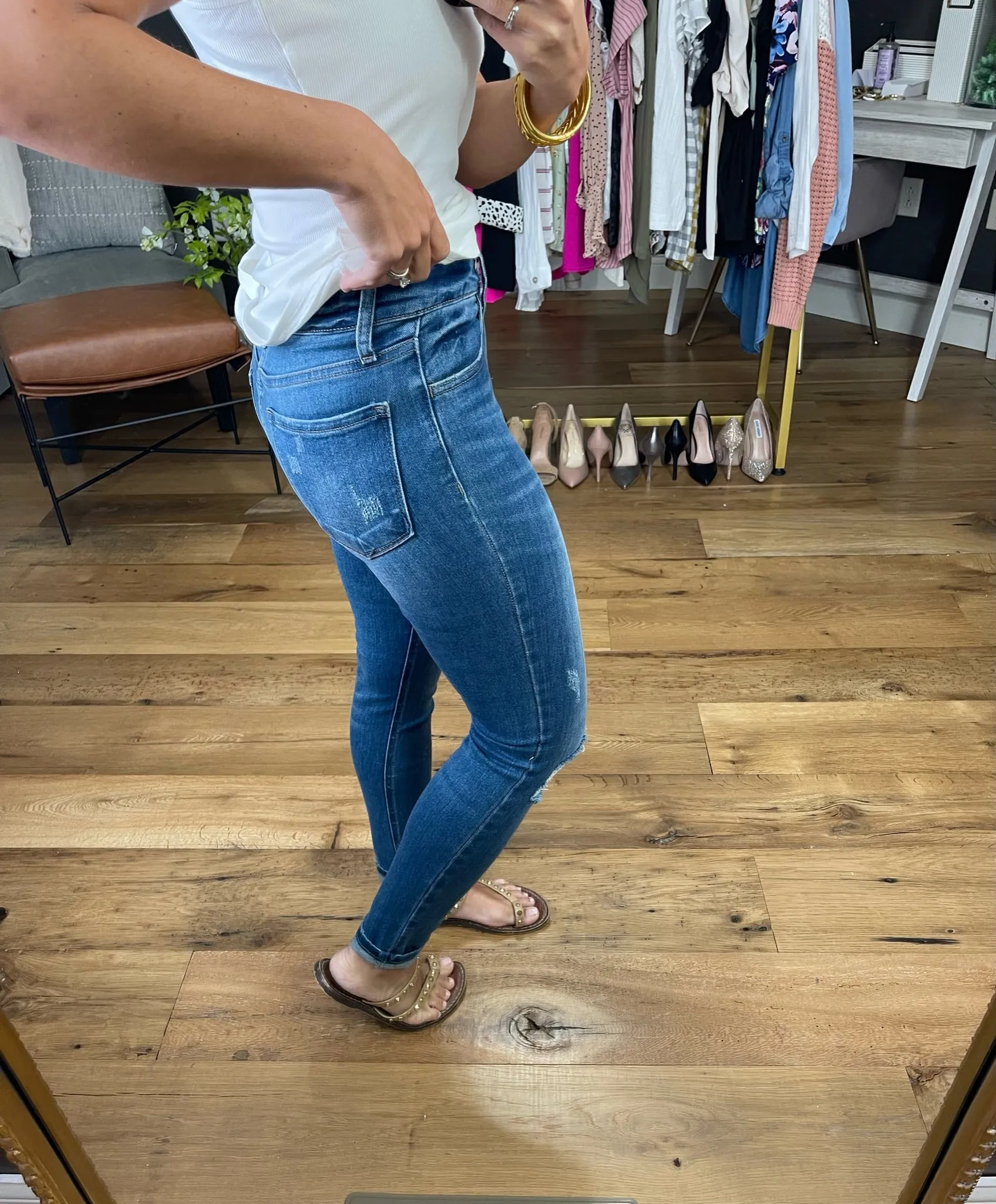 The Jonnie High-Rise Distressed Skinny Crop Denim