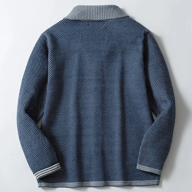 Wiaofellas  -  Vintage Jacquard Thickness Sweater Coats Winter Male Knitted Stitch Pockets Outwear Men's Long Sleeve Button Slim Jackets