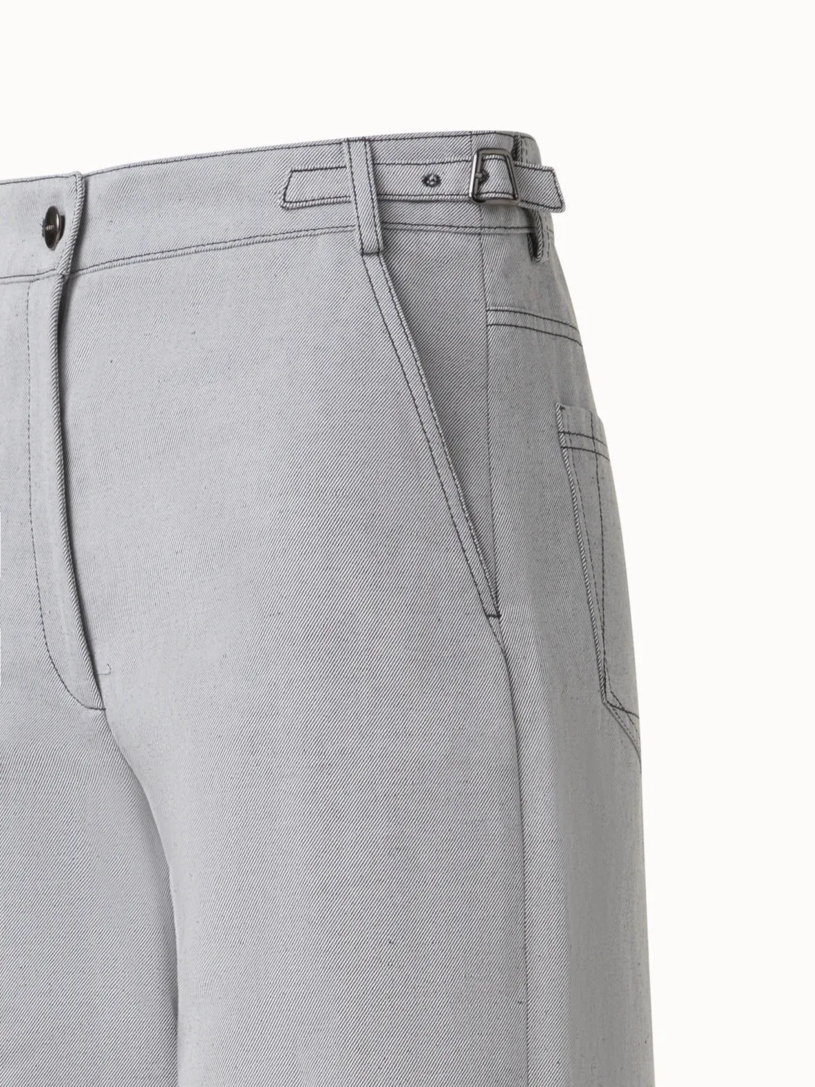 Wide Cotton Stretch Denim Pants