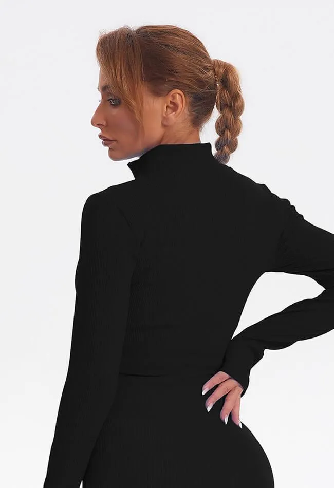 Zip Up Ribbed Long Sleeve Top - Marvel