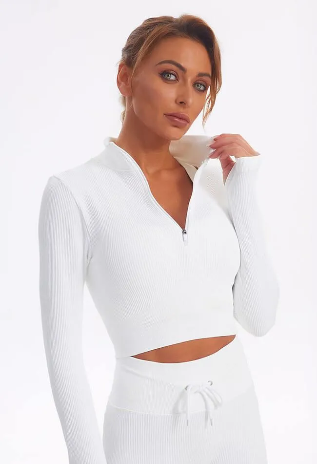 Zip Up Ribbed Long Sleeve Top - Marvel