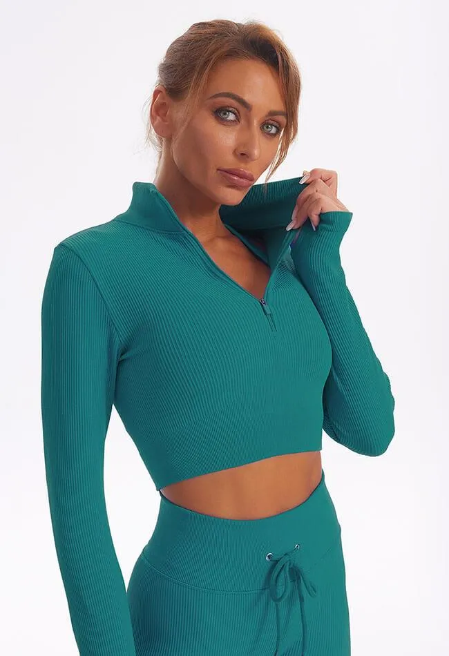 Zip Up Ribbed Long Sleeve Top - Marvel