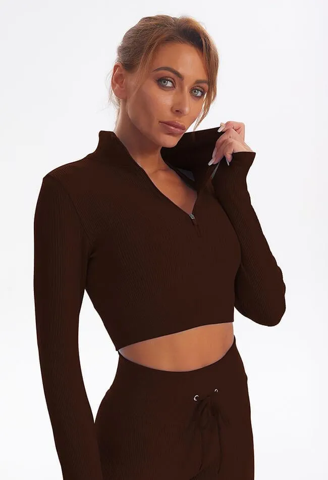 Zip Up Ribbed Long Sleeve Top - Marvel