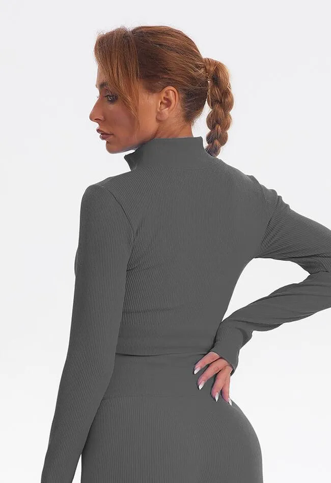 Zip Up Ribbed Long Sleeve Top - Marvel